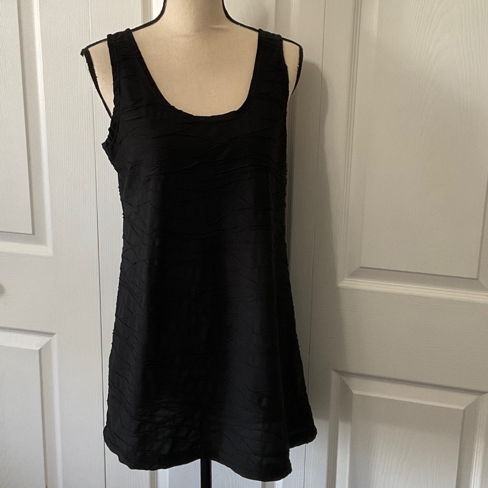 Dotti Black Textured Tank Swim Coverup, Lightweight, Large